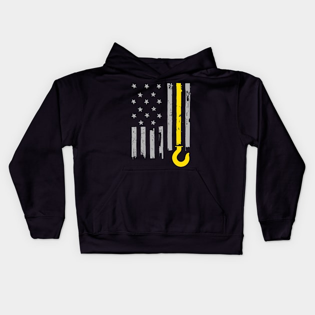 Tow Truck Driver Lives Matter Yellow Line American Flag Kids Hoodie by TBA Design